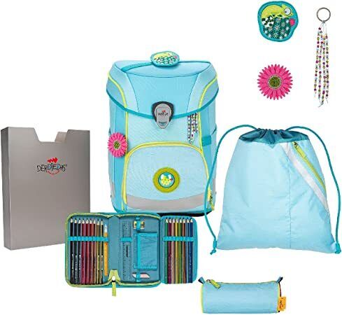 Scout Schulrucksack ErgoFlex Set 5tlg. LED Limited Edition Primavera Blau, Gelb