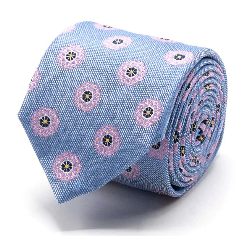 SEIDEN-JACQUARD KRAWATTE MIT HELLBLAUEM BLÜTEN-MUSTER