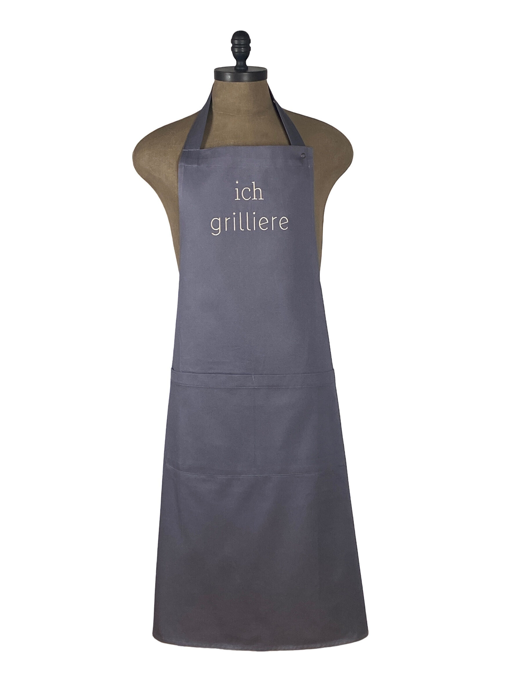 Latzschürze grau "Ich grilliere"