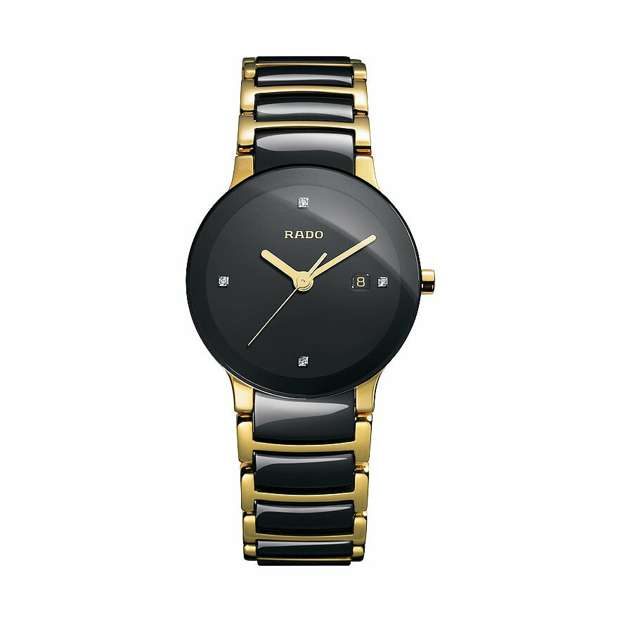 Rado Damen Analoguhr Centrix Diamonds Schwarz Gold R30930712