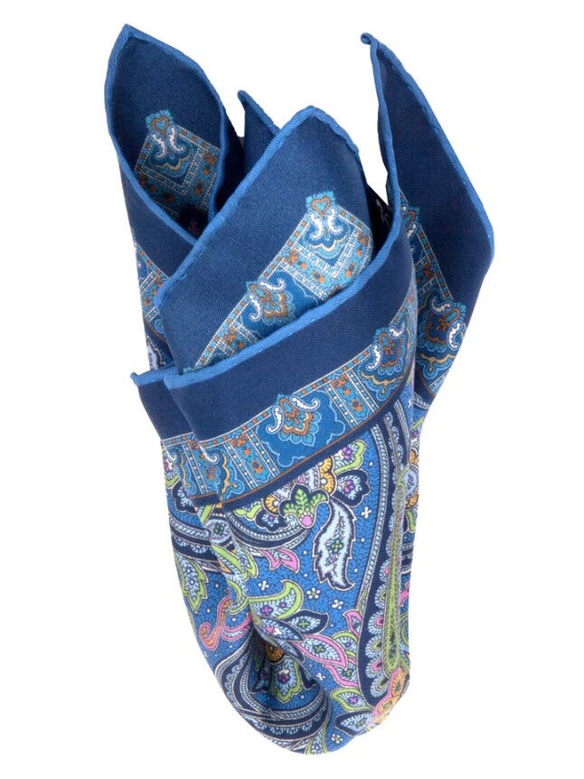 HANDROLLIERTES EINSTECKTUCH AUS SEIDEN-TWILL MIT PAISLEY-MUSTER