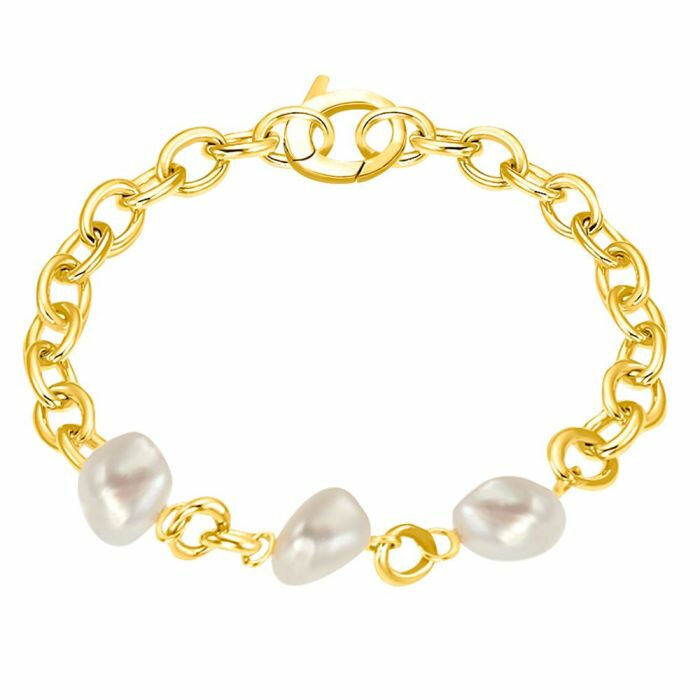 JOOP! Damen Panzer-Armband mit Baroqueperlen Gold 2032466
