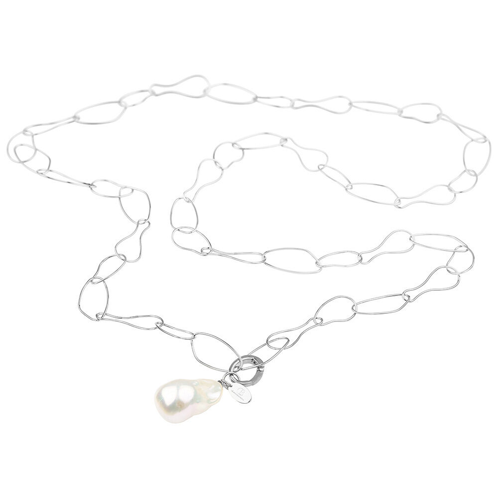 Gliederkette "Chava" mit Anhänger Barock-Perle weiß goldfarben