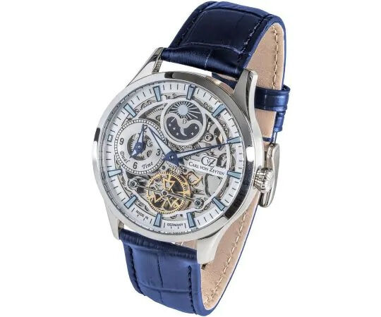 Carl von Zeyten Herren Automatikuhr Freiburg mit Lederarmband Blau 