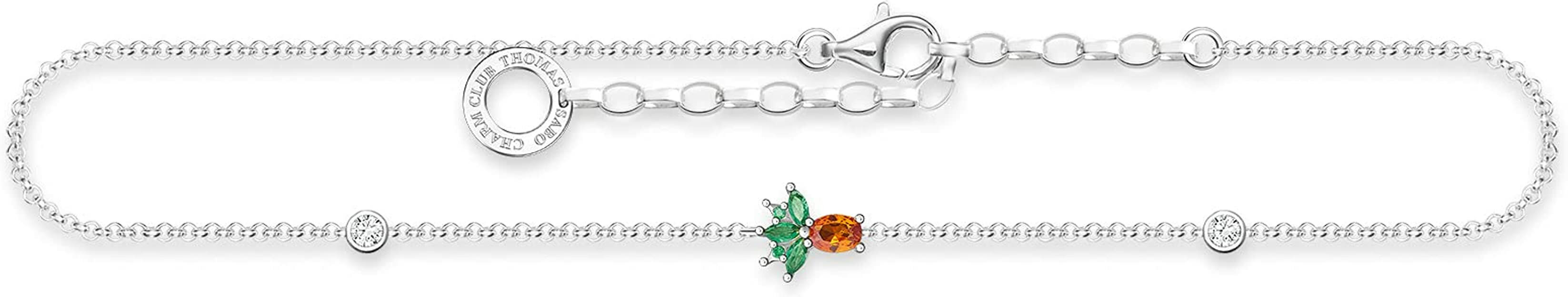THOMAS SABO Damen Fußkette Ananas 925er Sterlingsilber mit Zirkonia, AK0022-166-7-L27V