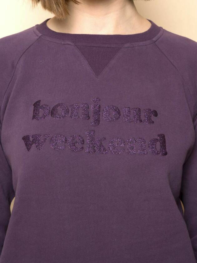 Sweatshirt bonjour weekend glitter