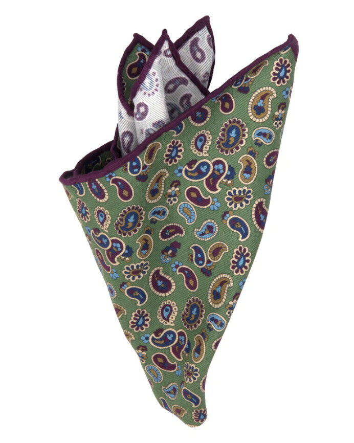 HANDROLLIERTES MOGADOR-EINSTECKTUCH MIT PAISLEY-MUSTER