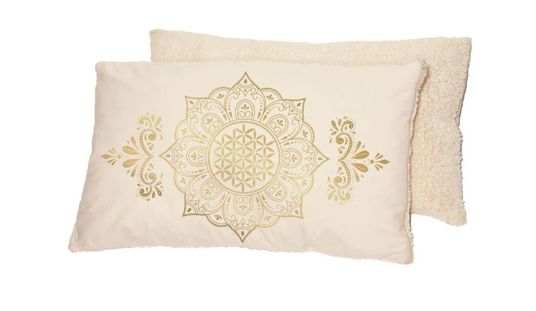 Zirben-Kissen Mandala natur/gold