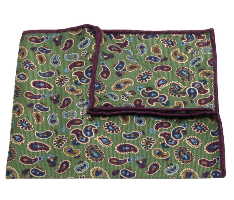 HANDROLLIERTES MOGADOR-EINSTECKTUCH MIT PAISLEY-MUSTER