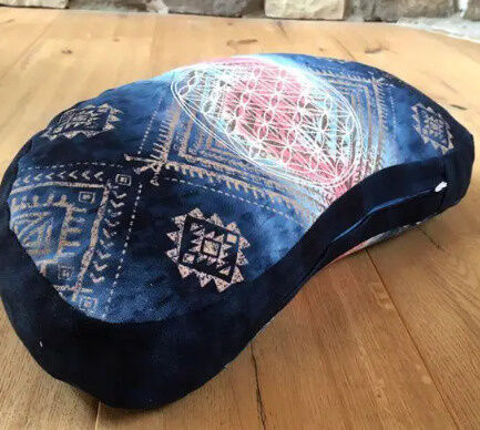 Meditationskissen Halbmond indigo/peach