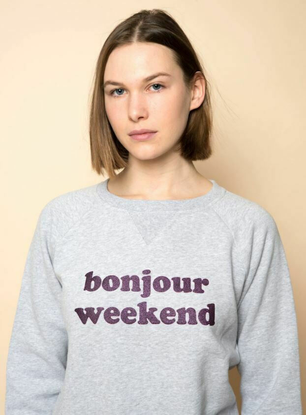 Sweatshirt bonjour weekend glitter
