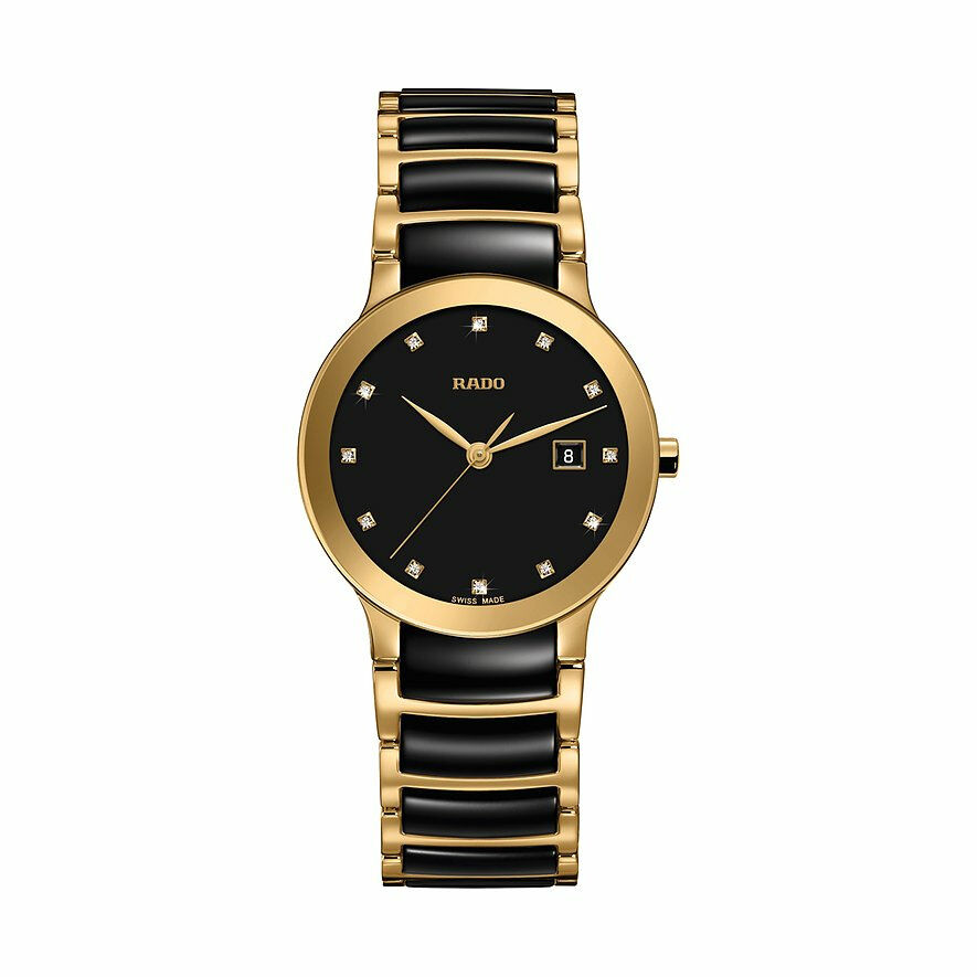 Rado Damen Analoguhr Centrix Diamonds Schwarz Gold R30528762