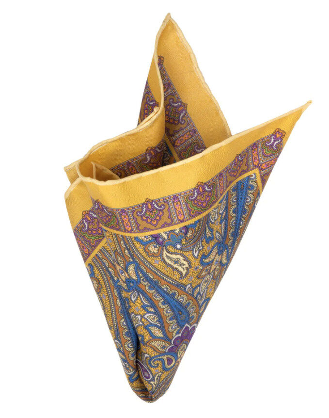 HANDROLLIERTES EINSTECKTUCH AUS SEIDEN-TWILL MIT PAISLEY-MUSTER