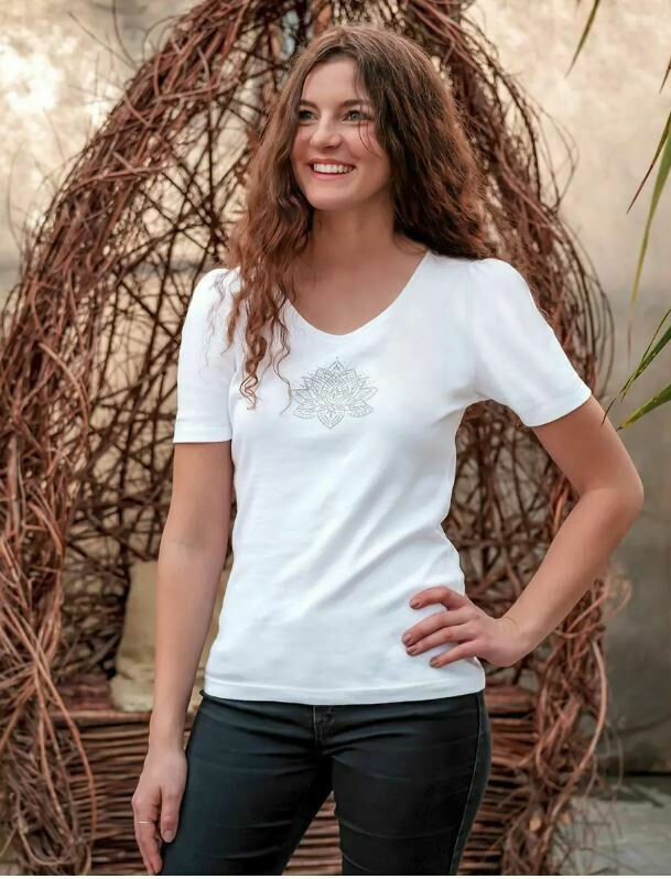 Shirt Lotus mit Raffärmel