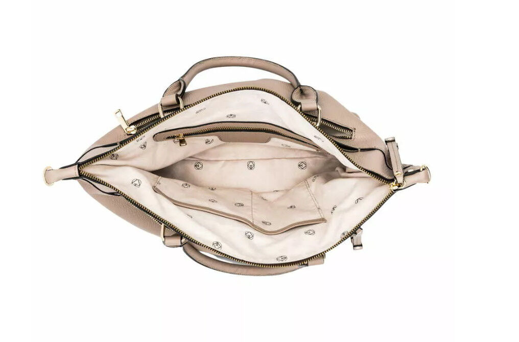 NEVER WITHOUT Tote Bag taupe Kalbsleder
