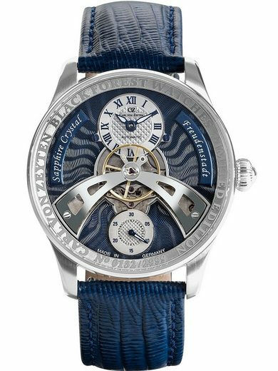 Carl von Zeyten Herren Automatikuhr Freudenstadt mit Lederarmband Blau CVZ0043BLS