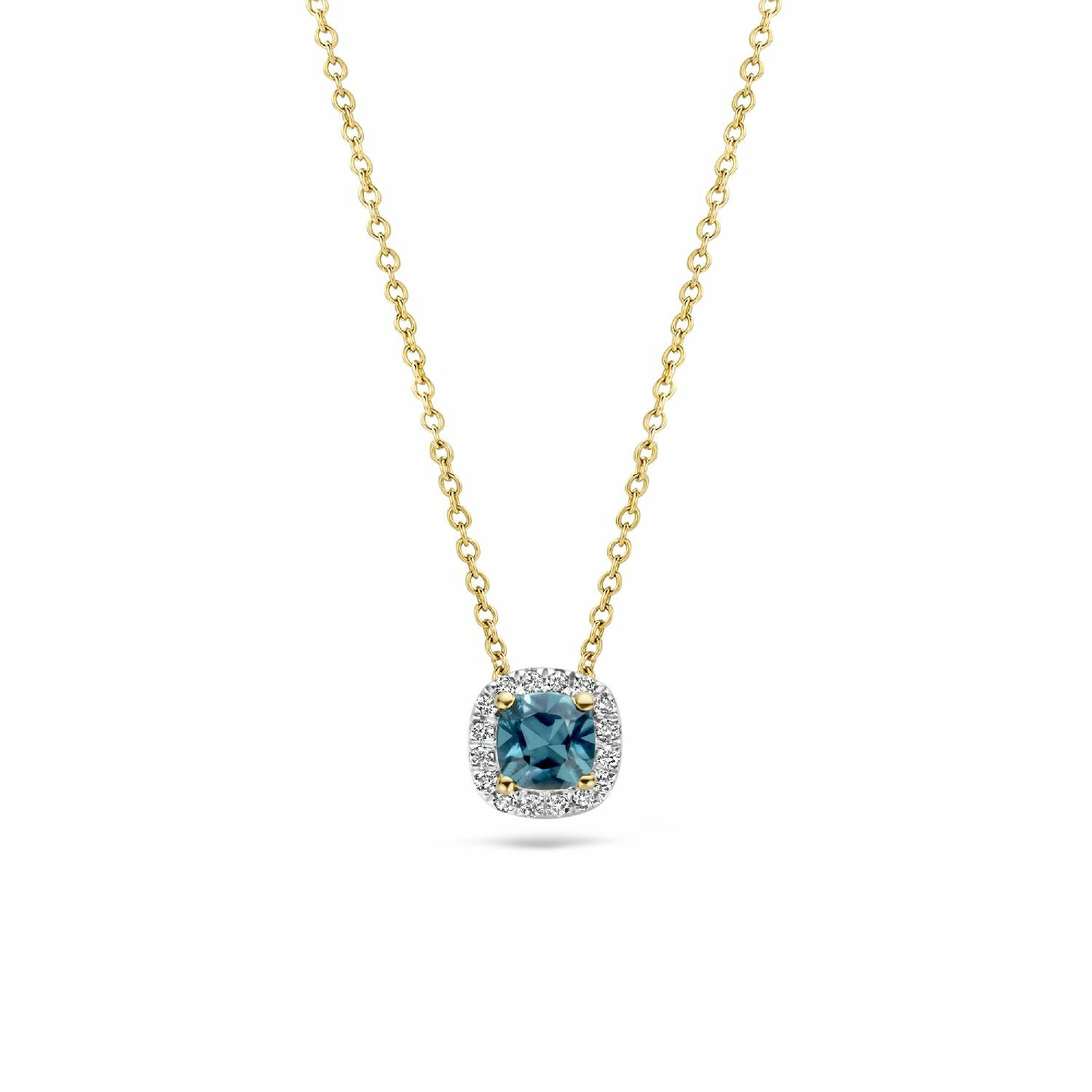 Blush Damen Halkette mit Blue-Topas Anhänger und Diamanten Gold 3607YDL