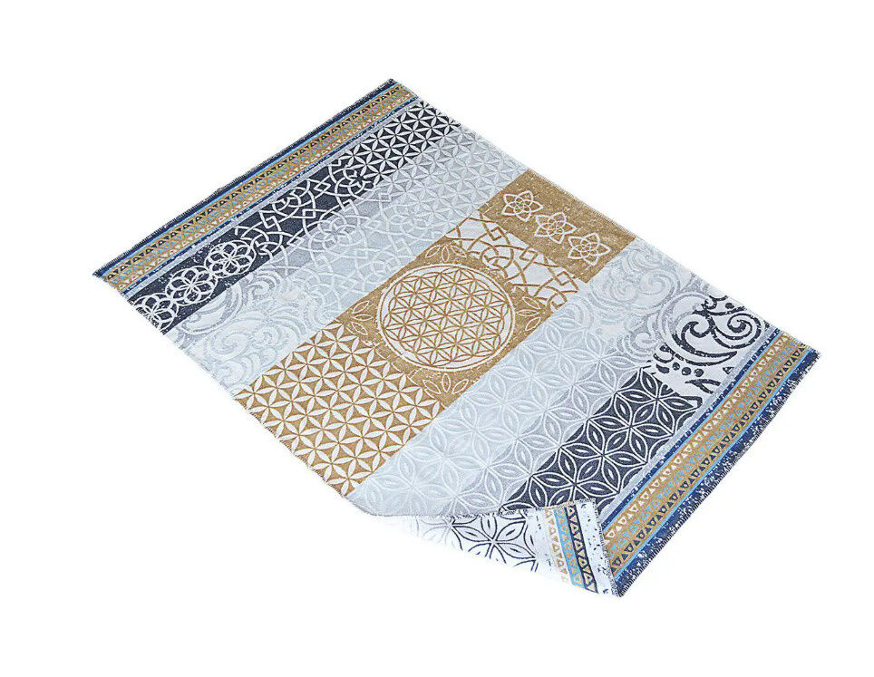 Plaid-Decke - beige-grey-azur