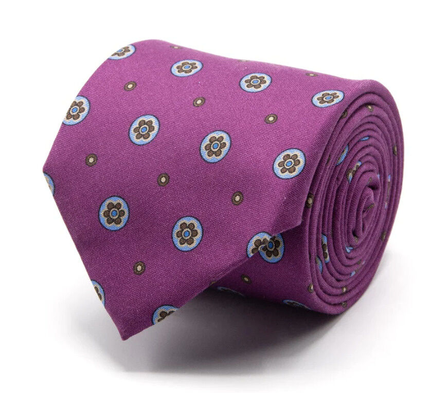 KRAWATTE AUS SHANTUNG-SEIDE MIT BLÜTEN-MUSTER