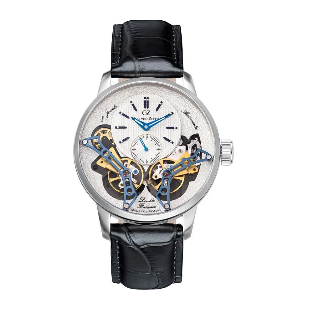 Carl von Zeyten Herren Automatikuhr Oberkirch Automatik mit Lederarmband Dunkelblau CVZ0064WH
