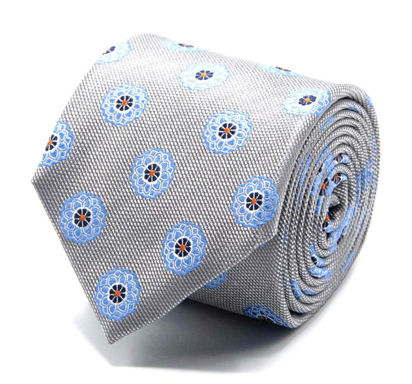 SEIDEN-JACQUARD KRAWATTE MIT HELLBLAUEM BLÜTEN-MUSTER