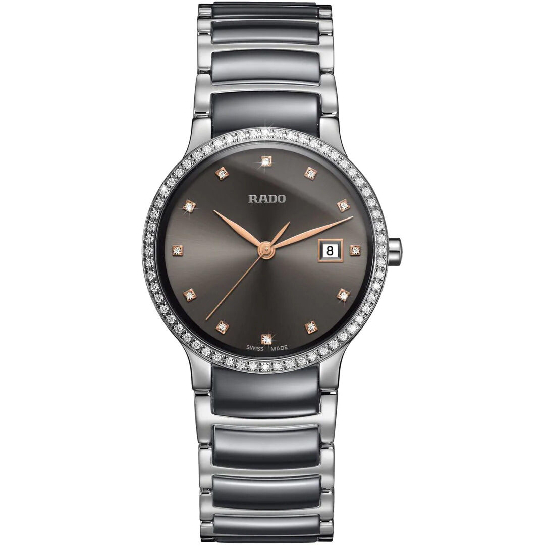 Rado Centrix Quarz Diamonds anthrazit Diamanten Zifferblatt Keramikband R30936732