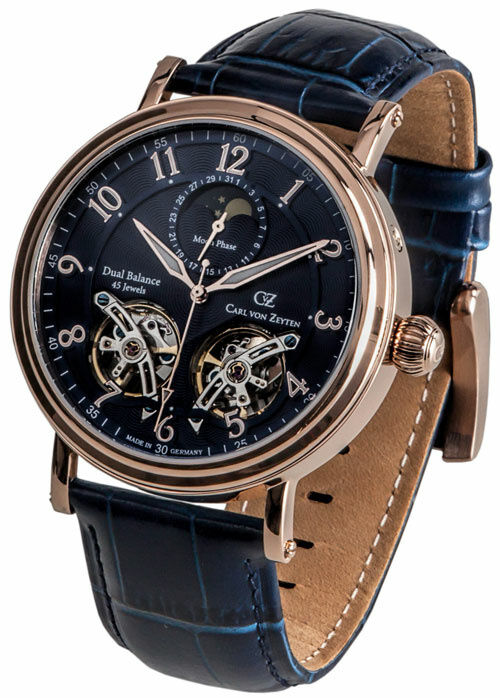 Carl von Zeyten Herren Automatikuhr Murg mit Lederarmband Blau CVZ0054RBLS