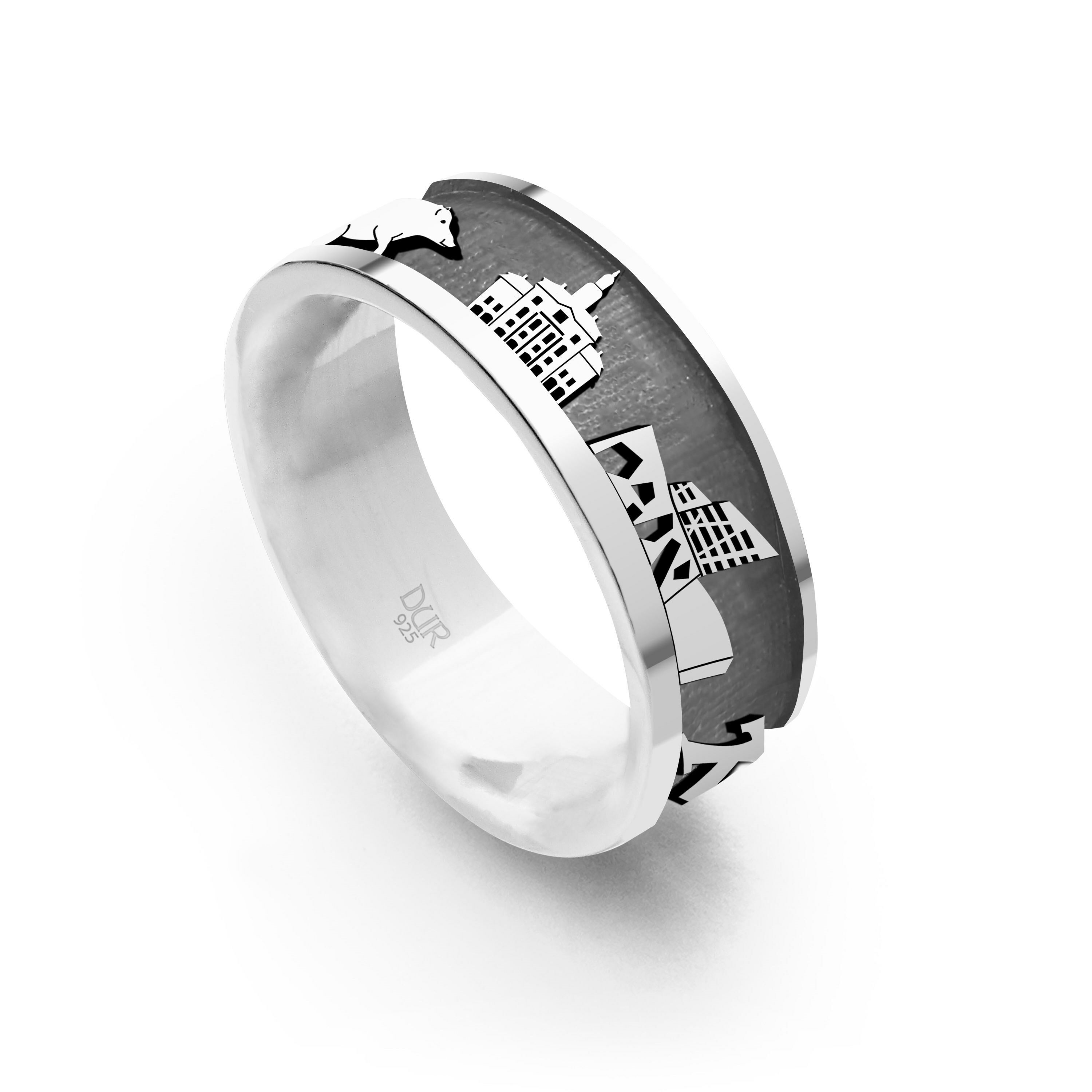  DUR Ring "Lüneburg sandlos" 7 mm dunkel rhodiniert R5512.58