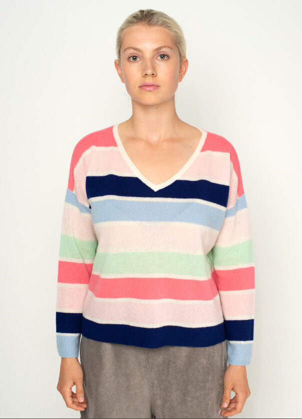 Kaschmir Pullover bunte Streifen
