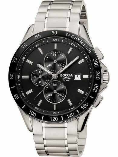 Boccia  Herren Quarzuhr Chronograph Titanium Silber 3751-02