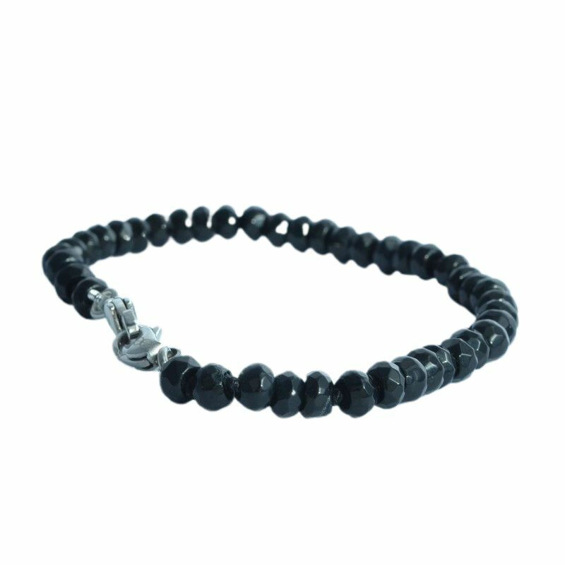 Armband mit Onyx Perlen 16cm Schwarz 9210336090011