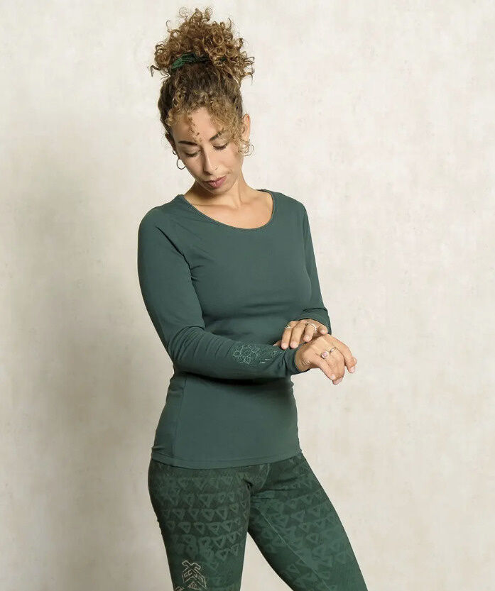 Langarm Shirt Bambus Chakra-Flower smaragd