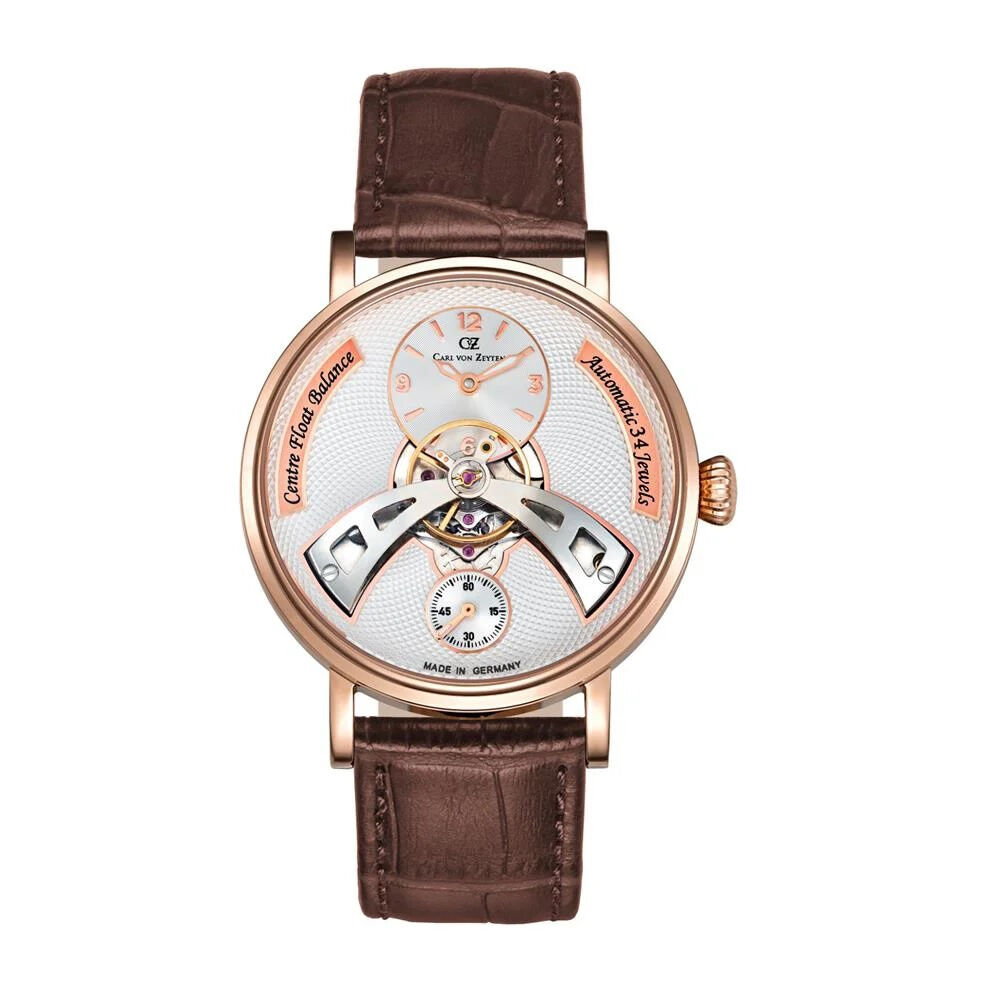 Carl von Zeyten Herren Automatikuhr Baden-Baden Automatik mit Lederarmband BraunCVZ0042RWH 