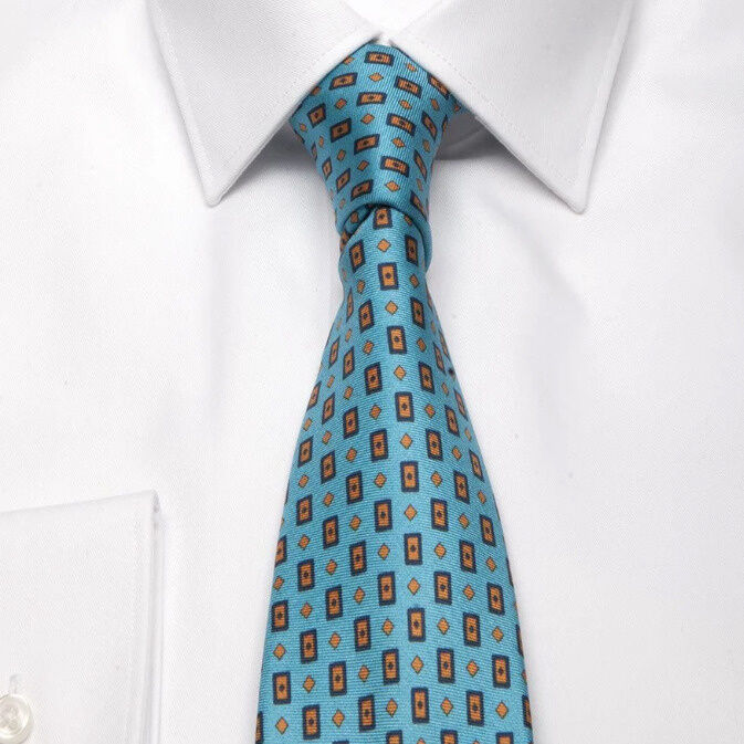 TWILL-KRAWATTE AUS REINER SEIDE MIT GEOMETRISCHEM MUSTER